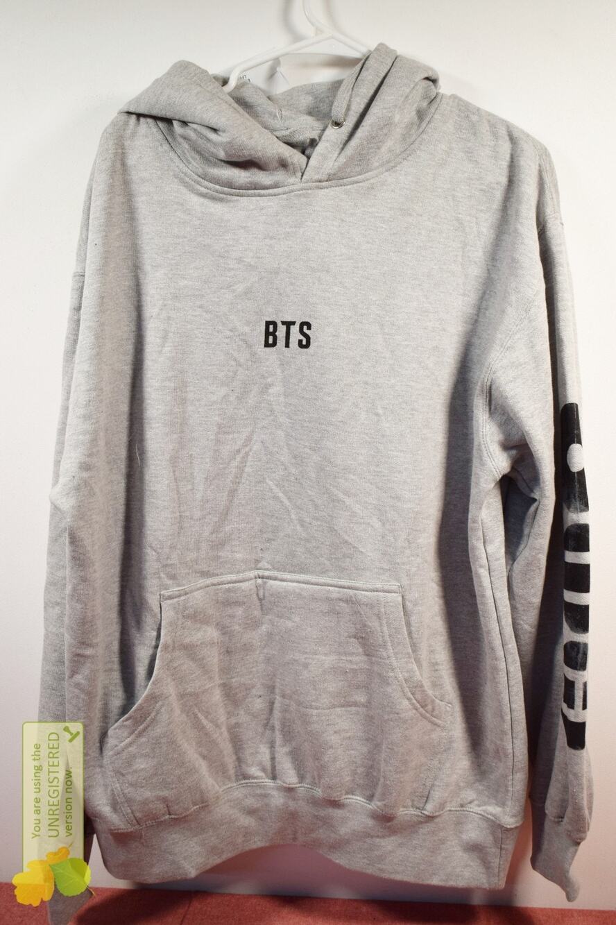 BTS Women's Clothing Pullover Hoodie Gray Large